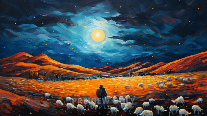 Shepherd In The Field Seeing The Star Of Bethlehem Stock Photos