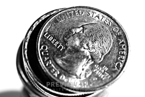 A Pile Of Quarters Facing Heads Up - Stock Photos | Pearl