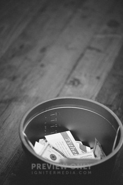 Bucket With Cash And Envelopes For Offering - Stock Photos | Pearl