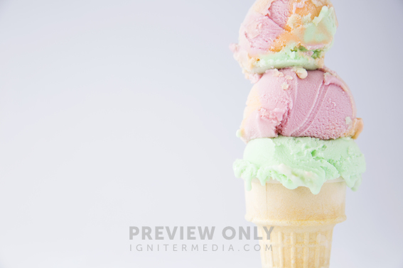 Triple Scoop Ice Cream Cone. - Stock Photos | Prixel Creative