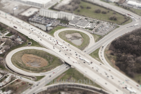 Aerial View Of In Interstate Highway. Tilt Shift View. - Stock Photos ...