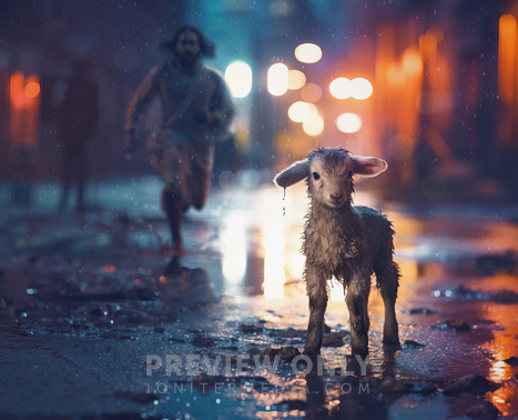 Jesus Runs To Lamb In The City - Stock Photos | Kevin Carden