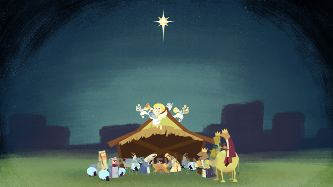 Cartoon Nativity - Worship Backgrounds | Igniter Media