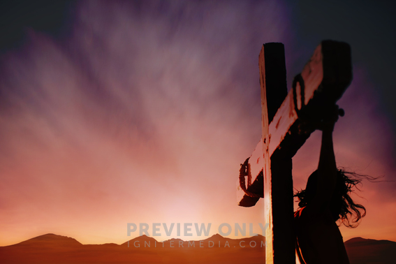 Jesus Crucified At Sunset Stock Photos Pearl